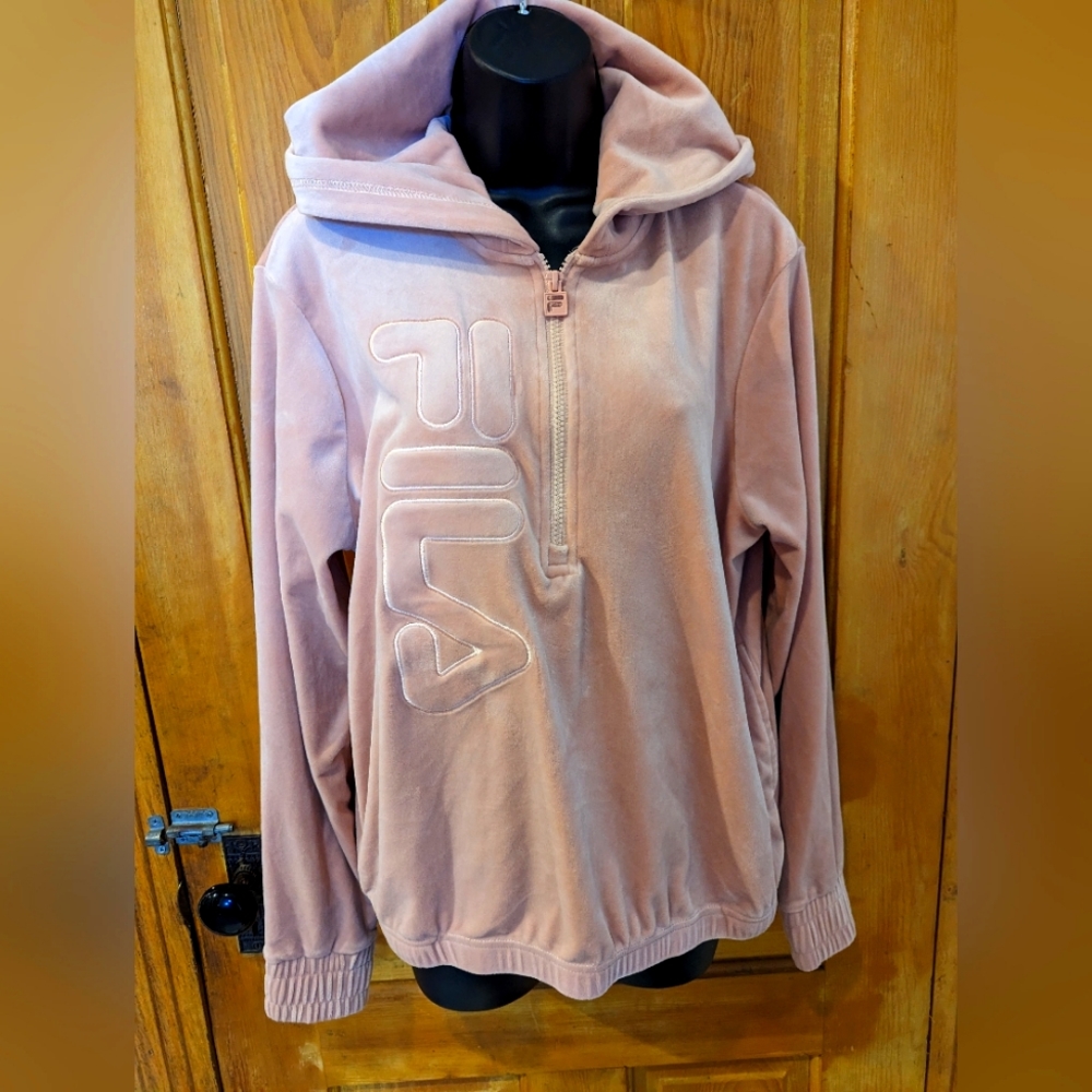 FILA Woman Velour Quarter Zip Hoodie Misty Rose